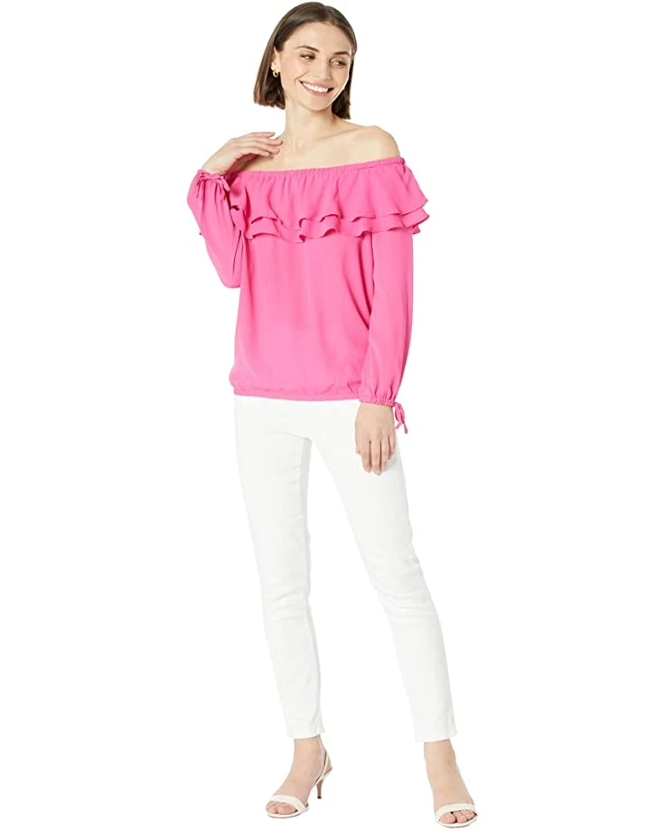 MICHAEL Michael Kors Petite Ruffle Peasant Top | Shirts & Tops 4 MICHAEL Michael Kors Petite Ruffle Peasant Top | Shirts & Tops - Image 4