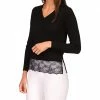 MICHAEL Michael Kors Crop V-Neck with Lace Hem | Sweaters