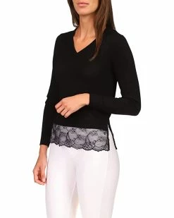MICHAEL Michael Kors Crop V-Neck with Lace Hem | Sweaters