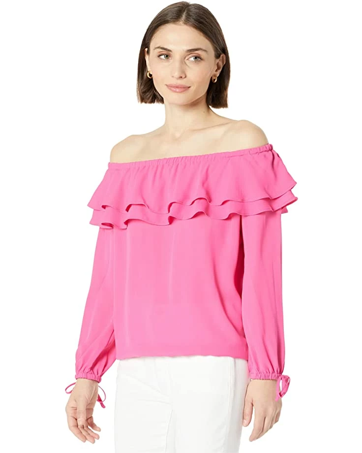 MICHAEL Michael Kors Petite Ruffle Peasant Top | Shirts & Tops 1 MICHAEL Michael Kors Petite Ruffle Peasant Top | Shirts & Tops