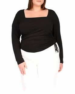 MICHAEL Michael Kors Plus Size Square Neck Ruched Long Sleeve Top | Shirts & Tops