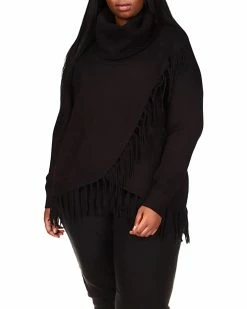 MICHAEL Michael Kors Plus Size Fringe Cowl Wrap Sweater | Sweaters