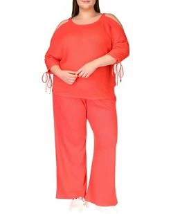 MICHAEL Michael Kors Plus Size Waffle Ruche Sleeve Top | Shirts & Tops -MICHAEL Michael Kors Sales Store 61xhmr5LcrL. AC SR736920