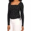 MICHAEL Michael Kors Floral Square Neck Ruched Long Sleeve Top | Shirts & Tops