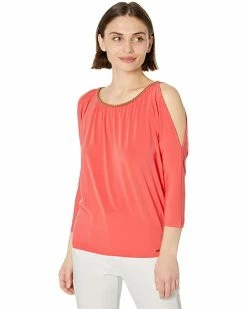 MICHAEL Michael Kors Petite Chain Neck Cold-Shoulder Top | Shirts & Tops -MICHAEL Michael Kors Sales Store 71BFESy6W4L. AC SR736920