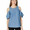 MICHAEL Michael Kors Tencel Cold-Shoulder Ruffle Top | Shirts & Tops