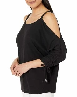 MICHAEL Michael Kors Waffle Ruche Sleeve Top | Shirts & Tops -MICHAEL Michael Kors Sales Store 71GHbaEB2L. AC SR736920