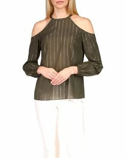 MICHAEL Michael Kors Metallic Stripe Cold-Shoulder Top | Shirts & Tops