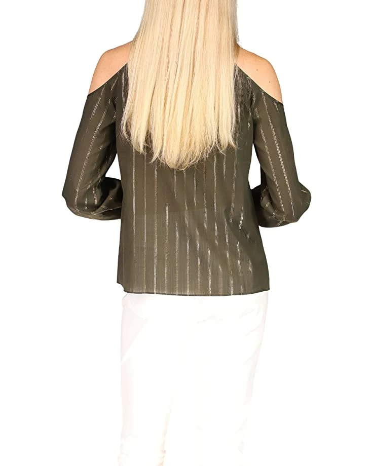 MICHAEL Michael Kors Metallic Stripe Cold-Shoulder Top | Shirts & Tops 3 MICHAEL Michael Kors Metallic Stripe Cold-Shoulder Top | Shirts & Tops - Image 3