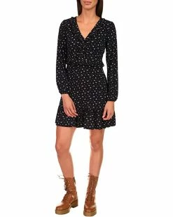 MICHAEL Michael Kors Petite Long Sleeve Ruffle V-Neck Mini Dress | Dresses