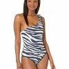 MICHAEL Michael Kors Reversible Zebra Reversible One Shoulder One-Piece | Swimwear