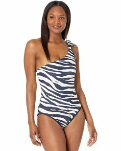 MICHAEL Michael Kors Reversible Zebra Reversible One Shoulder One-Piece | Swimwear