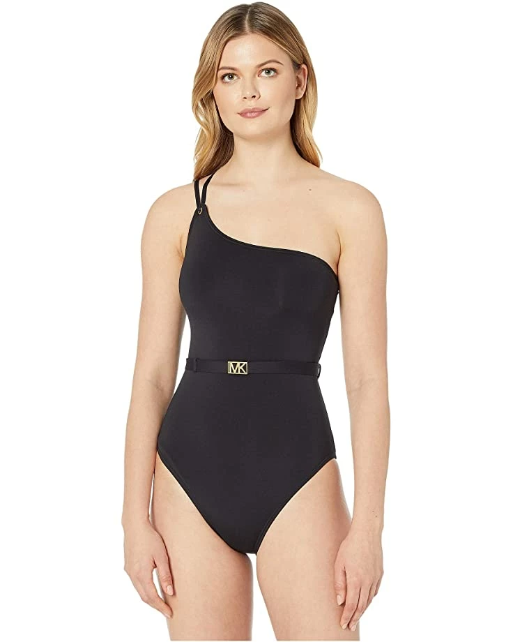 MICHAEL Michael Kors Logo Solids One Shoulder One-Piece | Swimwear 1 MICHAEL Michael Kors Logo Solids One Shoulder One-Piece | Swimwear