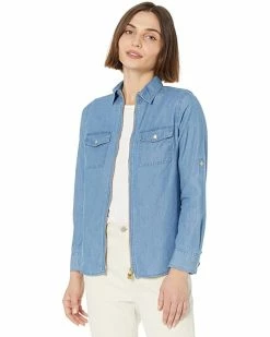 MICHAEL Michael Kors Petite Tencel Dog Tag Top | Shirts & Tops