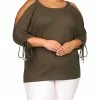 MICHAEL Michael Kors Plus Size Waffle Ruche Sleeve Top | Shirts & Tops