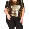 MICHAEL Michael Kors Plus Size Foil Jersey Petal Sleeve Top | Shirts & Tops