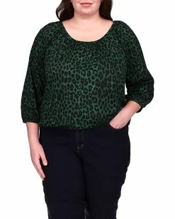 MICHAEL Michael Kors Plus Size Mega Cheetah Peasant Top | Shirts & Tops