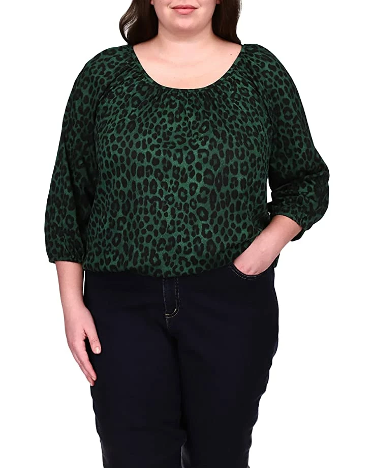 MICHAEL Michael Kors Plus Size Mega Cheetah Peasant Top | Shirts & Tops 1 MICHAEL Michael Kors Plus Size Mega Cheetah Peasant Top | Shirts & Tops
