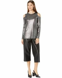 MICHAEL Michael Kors Foil Rib Long Sleeve Cold-Shoulder Top | Shirts & Tops -MICHAEL Michael Kors Sales Store 71yHL93XwhL. AC SR736920
