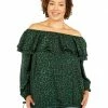 MICHAEL Michael Kors Plus Size Mega Cheetah Ruffle Peasant Top | Shirts & Tops