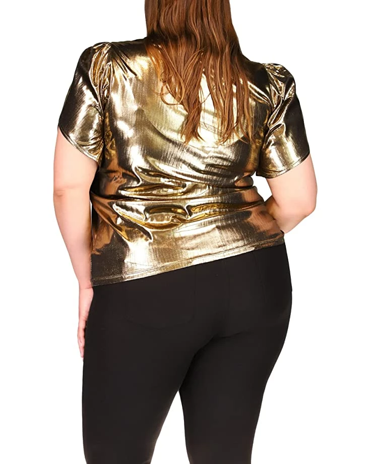 MICHAEL Michael Kors Plus Size Foil Jersey Petal Sleeve Top | Shirts & Tops 3 MICHAEL Michael Kors Plus Size Foil Jersey Petal Sleeve Top | Shirts & Tops - Image 3