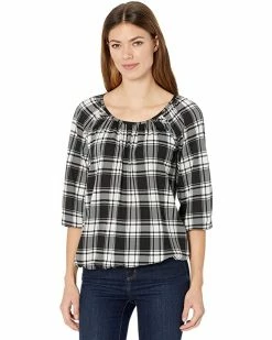 MICHAEL Michael Kors Buffalo Check Peasant Top | Shirts & Tops