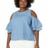 MICHAEL Michael Kors Plus Size Tencel Cold-Shoulder Ruffle Top | Shirts & Tops