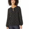 MICHAEL Michael Kors Floral Keyhole Long Sleeve Top | Shirts & Tops