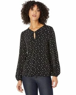 MICHAEL Michael Kors Floral Keyhole Long Sleeve Top | Shirts & Tops