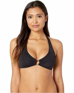 MICHAEL Michael Kors Iconic Solids Logo Ring Halter Bikini Top | Swimwear
