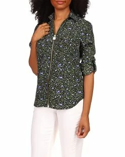 MICHAEL Michael Kors Petite Floral Vine Dog Tag Top | Shirts & Tops