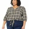 MICHAEL Michael Kors Plus Size Yarn-Dye Flannel Tie Front Top | Shirts & Tops