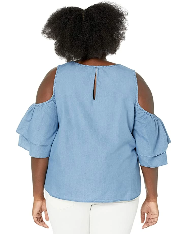 MICHAEL Michael Kors Plus Size Tencel Cold-Shoulder Ruffle Top | Shirts & Tops 2 MICHAEL Michael Kors Plus Size Tencel Cold-Shoulder Ruffle Top | Shirts & Tops - Image 2