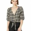 MICHAEL Michael Kors Petite Yarn-Dye Flannel Tie Front Top | Shirts & Tops