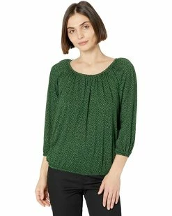 MICHAEL Michael Kors Petite Vine Leaves Peasant Top | Shirts & Tops
