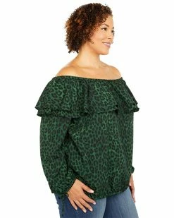 MICHAEL Michael Kors Plus Size Mega Cheetah Ruffle Peasant Top | Shirts & Tops 7 MICHAEL Michael Kors Plus Size Mega Cheetah Ruffle Peasant Top | Shirts & Tops -MICHAEL Michael Kors Sales Store 81qnWHc lLL. AC SR736920