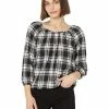 MICHAEL Michael Kors Petite Buffalo Check Peasant Top | Shirts & Tops