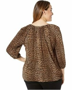 MICHAEL Michael Kors Plus Size Leopard Peasant Top | Shirts & Tops -MICHAEL Michael Kors Sales Store 9193QI1ULBL. AC SR736920