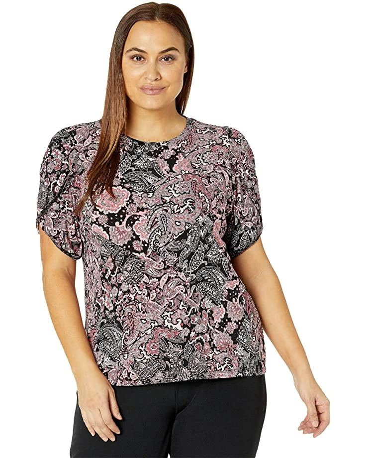 MICHAEL Michael Kors Plus Size Arabesque Paisley Petal Sleeve Top | Shirts & Tops 1 MICHAEL Michael Kors Plus Size Arabesque Paisley Petal Sleeve Top | Shirts & Tops
