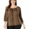 MICHAEL Michael Kors Plus Size Leopard Peasant Top | Shirts & Tops