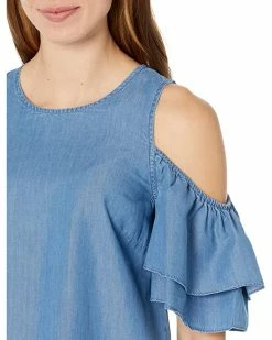 MICHAEL Michael Kors Tencel Cold-Shoulder Ruffle Top | Shirts & Tops -MICHAEL Michael Kors Sales Store 91r9jyncXmL. AC SR736920