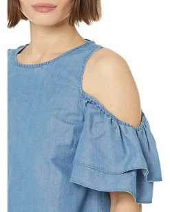 MICHAEL Michael Kors Petite Tencel Cold-Shoulder Ruffle Top | Shirts & Tops -MICHAEL Michael Kors Sales Store 91vxZzZY0eL. AC SR736920